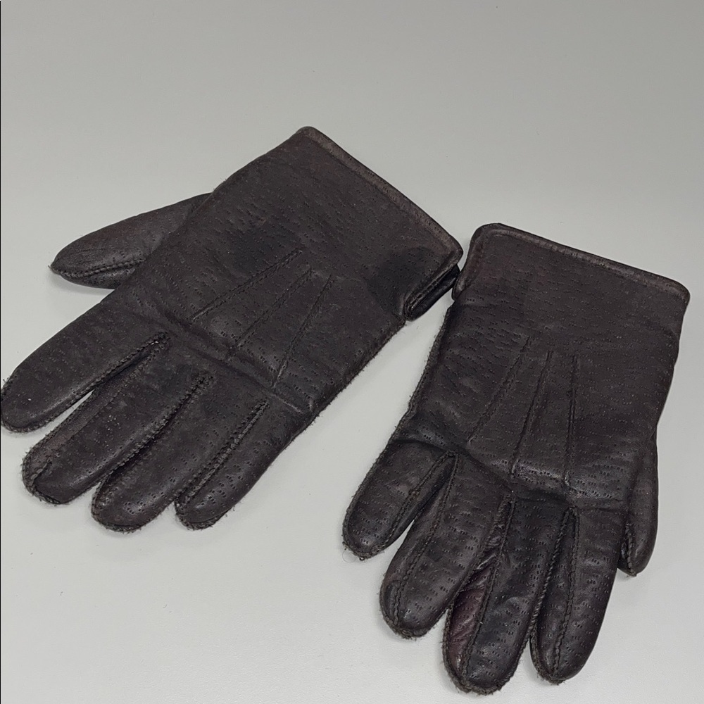 Hawk by Gates Classic Black Brown Leather Gloves medium